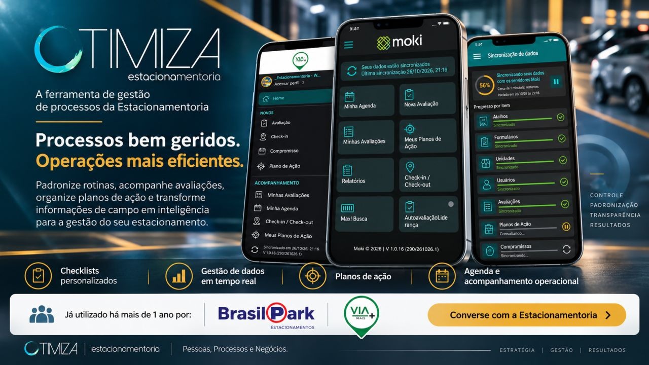 OTIMIZA: ferramenta de gestão de processos da Estacionamentoria, com checklists, avaliações e planos de ação